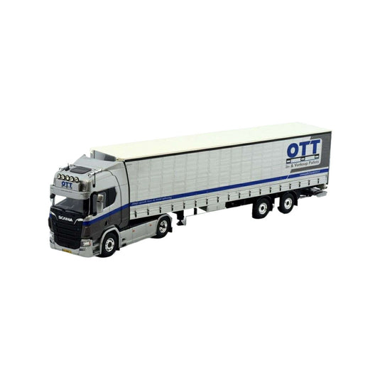 Tekno Pallethandel Ott Scania 次世代Rシリーズ ハイライン 3軸カーテン防水シートセミトレーラー 82629 トラック1/50 建設機械模型 工事車両