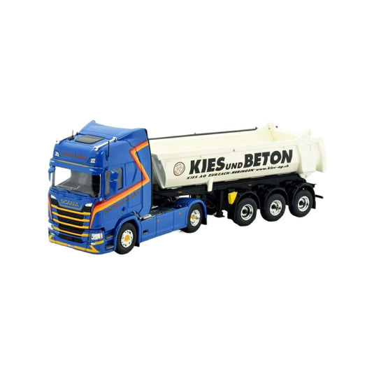 Tekno Saxer Kies AG Scania 次世代 R540 ハイライン Miller 3軸ダンプセミトレーラー 82733 トレーラー1/50 建設機械模型 工事車両