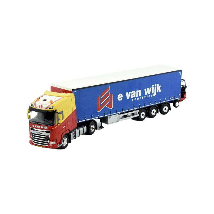 Tekno E. van Wijk DAF XG 4x2 トラック搭載フォークリフト付きカーテンサイドセミトレーラー 83736 トラック1/50 建設機械模型 工事車両