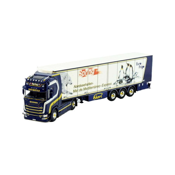 Tekno Spring Scania 次世代 ハイライン 4x2 冷蔵セミトレーラー 84389 コンテナ1/50 建設機械模型 工事車両