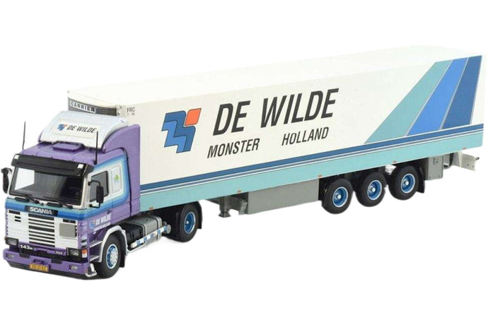 De Wilde Scania 143-400 冷蔵セミトレーラー 3軸 トレーラー / Tekno 1/50 建設機械模型 工事車両