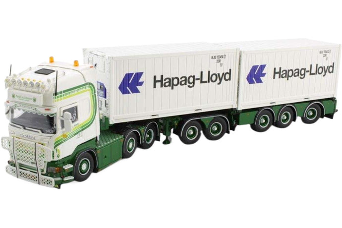 Patrick van der Hoeven Scania R500 トップライン コンテナセミトレーラー + 2x 20ft 冷蔵コンテナ トレーラー / Tekno 1/50 建設機械模型 工事車両