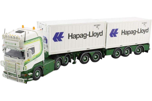 Patrick van der Hoeven Scania R500 トップライン コンテナセミトレーラー + 2x 20ft 冷蔵コンテナ トレーラー / Tekno 1/50 建設機械模型 工事車両