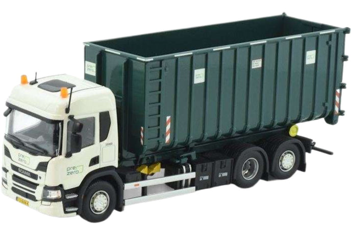 PreZero Scania P370 フックリフトリジッド + 40m3 フックリフトコンテナ / Tekno 1/50 建設機械模型 工事車両