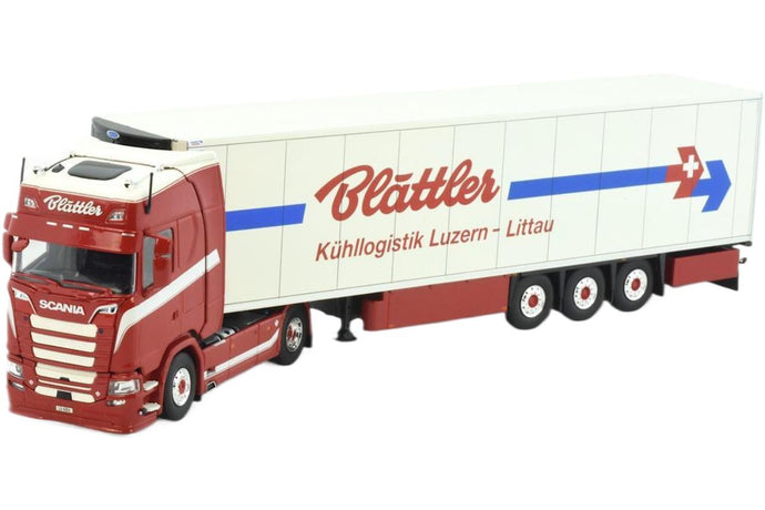 Blattler Scania Next Gen S Serie Highline 冷凍セミトレーラー / TEKNO 1/50 建設機械模型 工事車両
