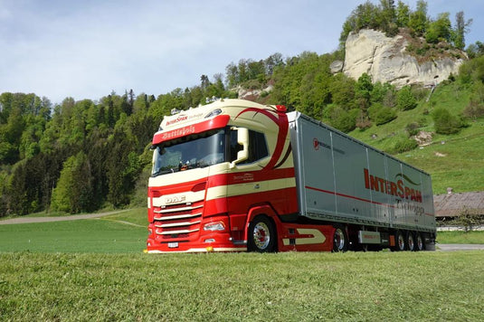 【予約】2026年発売予定 Interspan Tschopp DAF XG+ 3軸 ウォーキングフロアトレーラー レッド/クリーム / Tekno 1/50 ミニカー トラック模型