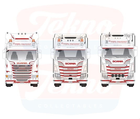 【予約】2026年発売予定 G-Trans スカニア 3台セット NGS NGR R-Streamline ホワイト / Tekno 1/50 ミニカー トラック模型
