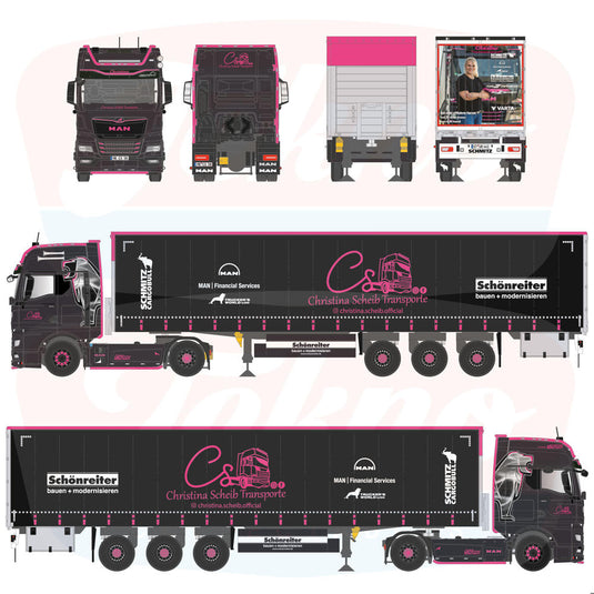 【予約】2027年発売予定 Christina Scheib MAN TGX GX 3軸 セミトレーラー ブラック / Tekno 1/50 ミニカー トラック模型