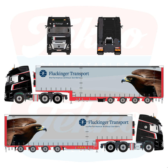 【予約】2026年発売予定 Fluckinger ボルボ FH Aero Globetrotter XL 6x2 4軸 Meusburger セミトレ / Tekno 1/50 ミニカー トラック模型