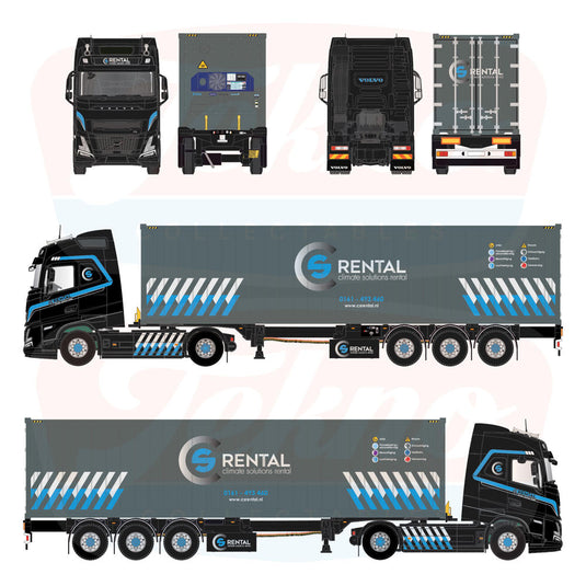 【予約】2026年発売予定 CS Rental ボルボ FH Aero Globetrotter 4x2 3軸 D-Tec 冷凍トレーラー ブラック / Tekno 1/50 ミニカー トラック模型