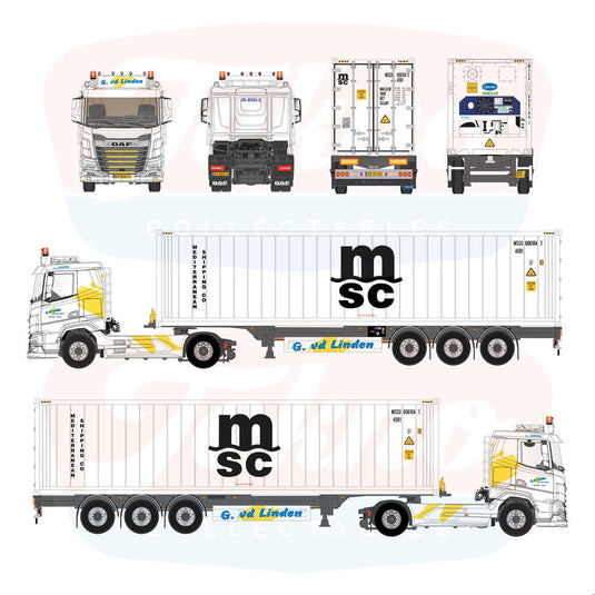 【予約】2027年発売予定 G. v.d. Linden Transport DAF XF SL 4x2 コンテナ ホワイト / Tekno 1/50 ミニカー トラック模型