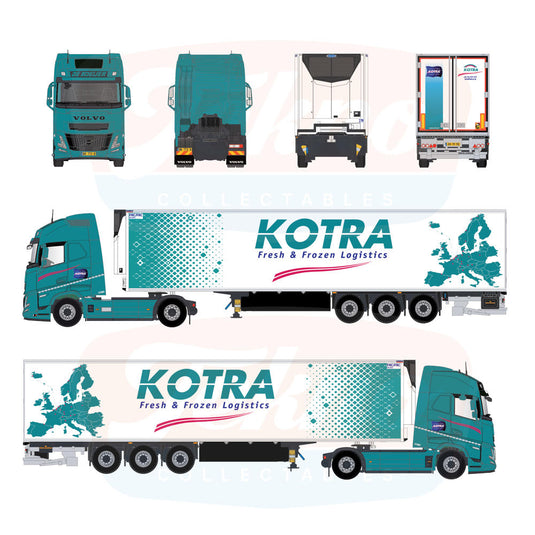 【予約】2026年発売予定 Kotra ボルボ FH Aero Globetrotter XL 4x2 3軸 冷凍トレーラー グリーン / Tekno 1/50 ミニカー トラック模型