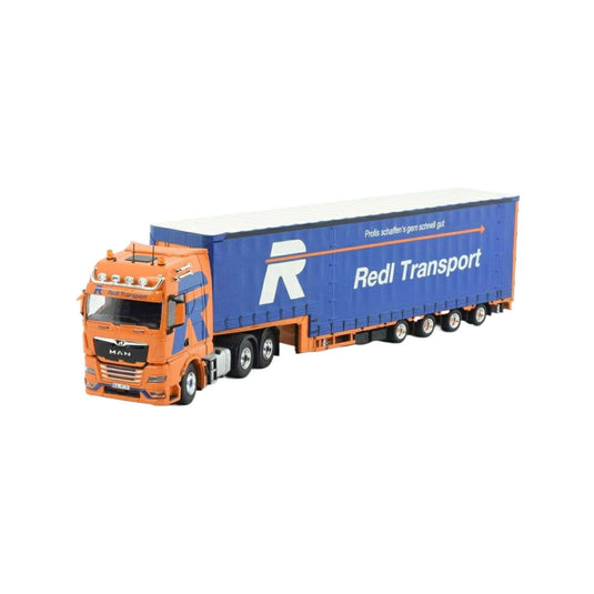 Tekno Redl Transport MAN TGX GX カーテンサイドセミトレーラー ZY.TK118-2636 トラック1/50 建設機械模型 工事車両