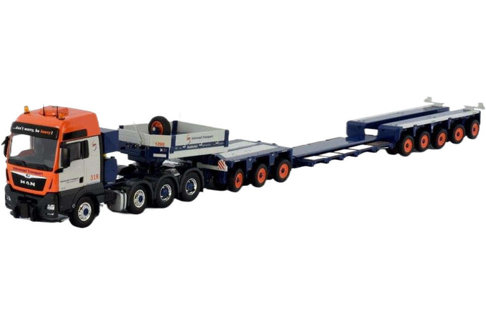 Universal Transport MAN TGX XXL 41.580 Goldhofer ローベッドセミトレーラー トレーラー / Tekno 1/50 建設機械模型 工事車両