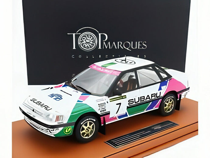 SUBARU LEGACY RS 7号車 2位 スウェーデンラリー 1992 C.McRae D.Ringer ショーケース付 ホワイトグリーンピンク/ TOPMARQUES COLLECTION 1/18 ミニカー