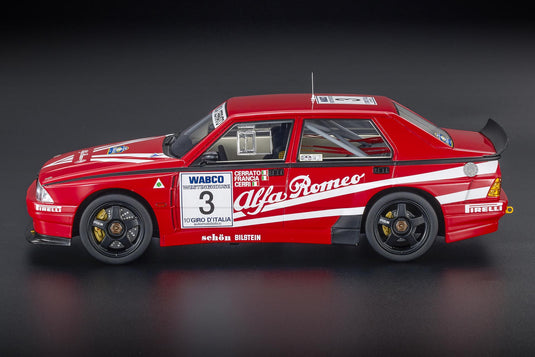 ALFA ROMEO 75 ターボ エヴォルツィオーネ IMSA 3号車 1989年ジロ・デ・イタリア優勝 ドライバー:ダリオ・チェラート/ジョルジョ・フランチア/ジュゼッペ・チェッリ レッド/ホワイト/TOPMARQUES 1/18ミニカー