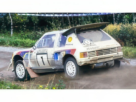 【予約】2025年発売予定PEUGEOT 205 ターボ16 エボ2 1号車 1986年1000湖ラリー優勝 ドライバー:ティモ・サロネン/セッポ・ハリヤンネ ホワイト/ブルー/TOPMARQUES 1/12ミニカー