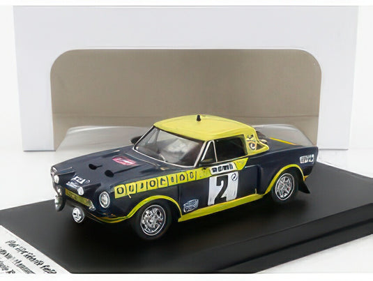 FIAT 124 ABARTH (night version) N 2 RALLY MONTECARLO 1976 MAURIZIO VERINI FRANCESCO ROSSETTI BLUE YELLOW/TROFEU 1/43ミニカー