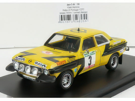 OPEL ASCONA (night version) N 3 RALLY PORTUGAL 1975 W.ROHRL J.BERGER YELLOW BLACK/TROFEU 1/43ミニカー
