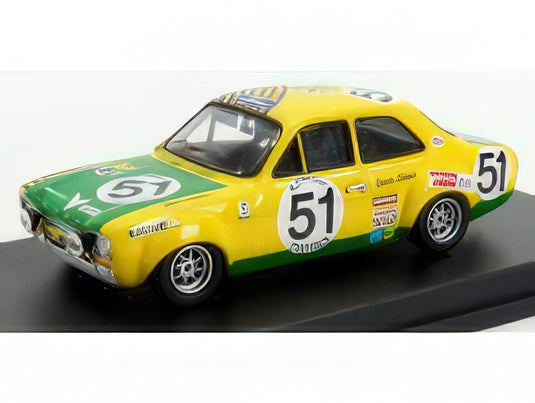 FORD ENGLAND - ESCORT MKI N 51 24h SPA FRANCORCHAMPS 1971 H.AKERSLOOT - Y.FONTAINE - YELLOW GREEN/Trofeu 1/43ミニカー 150台限定