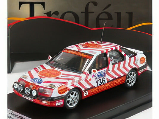 FORD ENGLAND SIERRA XR4x4 (night version) N 136 RALLY RAC LOMBARD 1987 K.RIDLEY G.BRADFORD WHITE RED/TROFEU 1/43ミニカー
