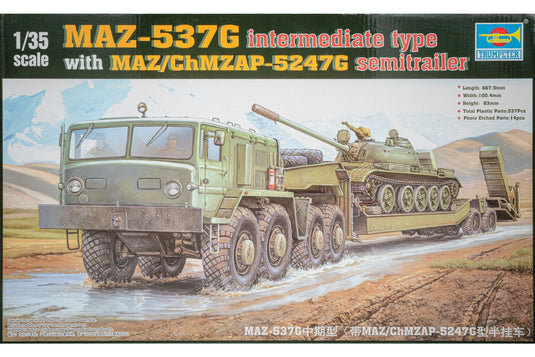 MAZ-537G Intermediate type with MAZ/ChMZAP-5247G semitrailer 組み立てプラモキット模型 ミリタリー /Trumpeter 1/35