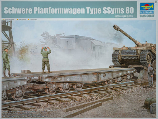 Schwere Plattformwagen Type SSyms 80 ドイツ重プラットフォーム貨車 組み立てプラモキット模型 ミリタリー /Trumpeter 1/35
