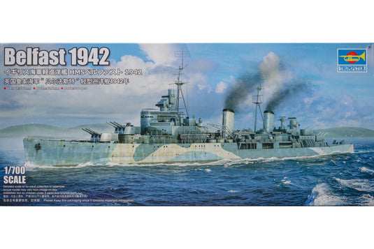 Royal Navy Light Cruiser HMS Belfast 1942 イギリス海軍軽巡洋艦 組み立てプラモキット模型 艦船 /Trumpeter 1/700