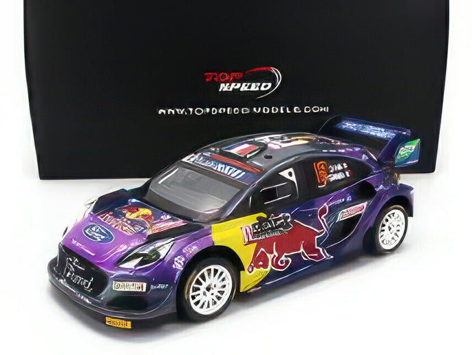 FORD ENGLAND PUMA RALLY1 RED BULL TEAM FORD WORLD RALLY MSPORT N 19 WINNER RALLY MONTECARLO 2022 S.LOEB I.GALMICHE PURPLE YELLOW BLACK/TRUESCALE 1/18ミニカー