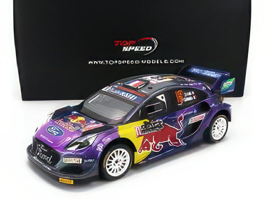 FORD ENGLAND PUMA RALLY1 RED BULL TEAM FORD WORLD RALLY MSPORT N 19 WINNER RALLY MONTECARLO 2022 S.LOEB I.GALMICHE PURPLE YELLOW BLACK/TRUESCALE 1/18ミニカー