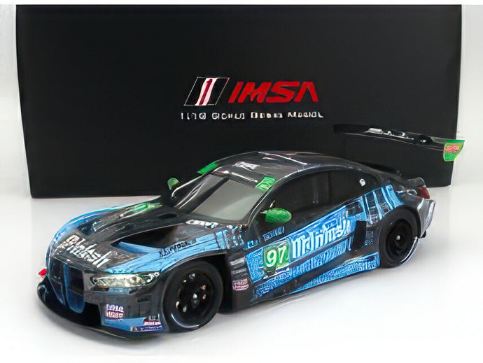 BMW 4SERIES M4 GT3 TEAM TURNER MOTORSPORT N 97 2nd IMSA GTD CLASS LAGUNA SECA 2023 B.AUBERLEN J.EDWARDS B.SPENGLER C.HULL BLUE BLACK/TRUESCALE 1/18ミニカー
