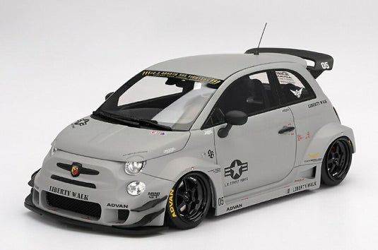 【予約】FIAT 500 ABARTH 595 LB WORKS ABAS FIGHTERS 2024 グレー/ TrueScale 1/18 TOP SPEEDシリーズミニカー