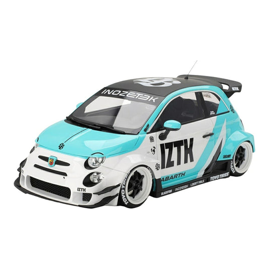 【予約】 Fiatフィアット Nuova 500 Abarthアバルト 595 LB Works ABAS IZTK 2024 ホワイト/ライトブルー TOP-SPEED-SE / TrueScale 1/18 ミニカー