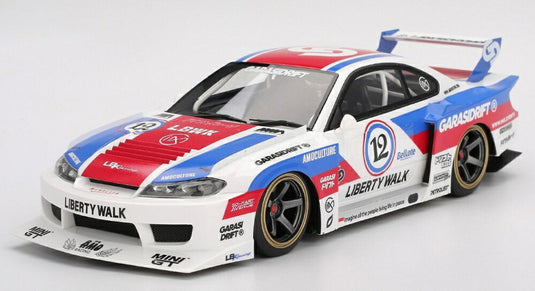 【予約】NISSAN Silvia (S15) LB スーパーシルエット N 12 Liberty Walk 2025 ホワイトレッドブルー TOP SPEED/ TrueScale 1/18 ミニカー