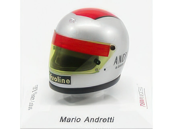 BELL HELMET F1 TEAM LOTUS 1978 MARIO ANDRETTI VISIERA GIALLA SILVER RED/TRUESCALE 1/8ミニカー