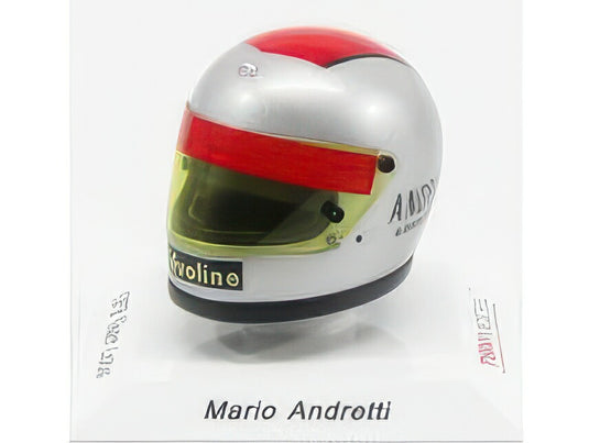 BELL HELMET F1 TEAM LOTUS 1978 MARIO ANDRETTI VISIERA GIALLA SILVER RED/TRUESCALE 1/8ミニカー