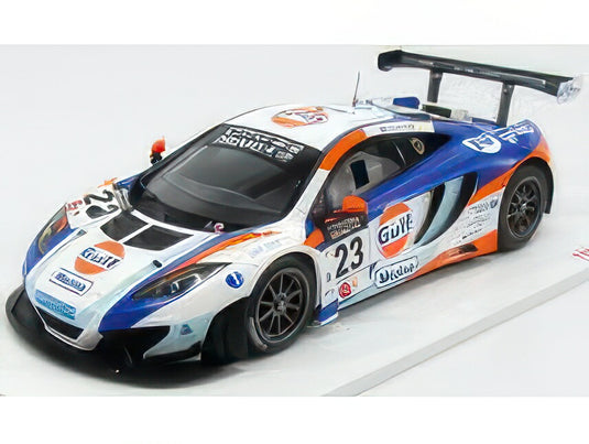 McLAREN MP412 TEAM GULF UNITED AUTOSPORT N 23 2nd CITY OF DREAMS MACAU GT CUP 2013 D.WATTS WHITE BLUE ORANGE/TRUESCALE 1/18ミニカー