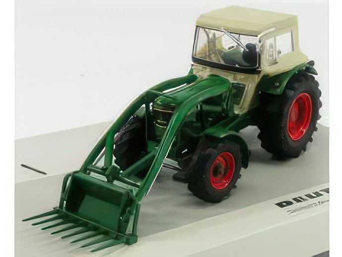 DEUTZ FAHR   D6005 4WD TRACTOR CLOSED WITH FRONT LOADER 1965   GREEN BEIGE トラクタ / Univrsal Hobbies 1/32 建設機械模型 工事車両