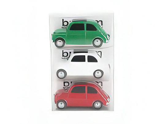 FIAT  SET 3X 500 1965  VIVA L'ITALIA  GIORNATA DELL' UNITA' NAZIONALE E DELLE FORZE ARMATE  GREEN WHITE RED/BRUMM 1/43ミニカー