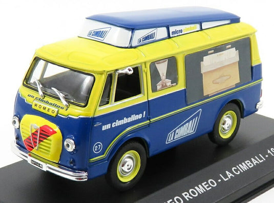 ALFA ROMEOアルファロメオ ROMEOロメオ FURGONE バン LA CIMBALIラチンバリ 1955 ブルー イエロー VEICOLI-COMMERCIALI-D'EPOCA-EAGLEMOSS / EDICOLA 1/43 ミニカー