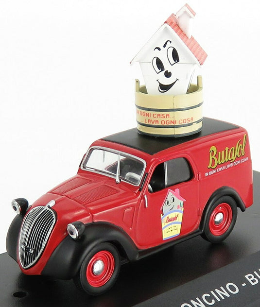 FIATフィアット 500A FURGONCINO バン BUTASOL 1948 レッドブラック VEICOLI-COMMERCIALI-D'EPOCA-EAGLEMOSS / EDICOLA 1/43 ミニカー