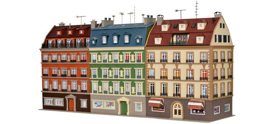 HOゲージ 鉄道模型 Vollmer フォルマー Block of houses 3 buildings kit 街並み 住宅3軒セット
