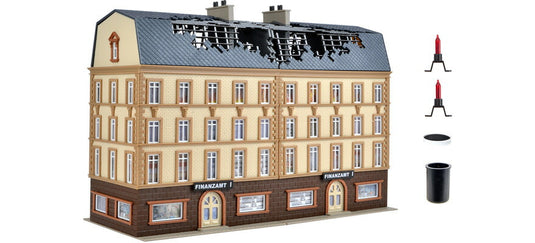 HOゲージ 鉄道模型 Vollmer フォルマー Tax office on fire with red flickering light smoke generator and colour tablets Kit