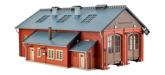 HOゲージ 鉄道模型 Vollmer フォルマー 扉ロック機構付き機関庫 複線 組立キット Loco shed with door lock mechanism double track functional kit