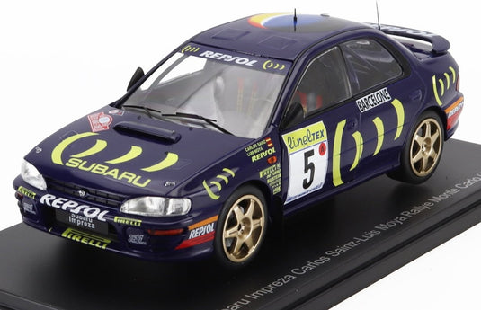 SUBARUスバル インプレッサ 555 レプソル 優勝 ラリーモンテカルロ 1995 ブルー HACHETTE-JAPANESE-CAR-COLLECTION / EDICOLA 1/24 ミニカー