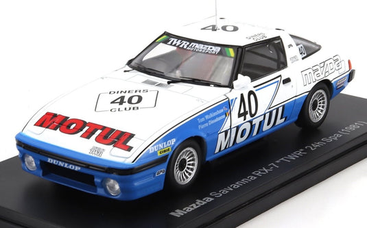 MAZDAマツダ サバンナ RX7 優勝 スパ24時間 1981 ホワイトブルー HACHETTE-JAPANESE-CAR-COLLECTION / EDICOLA 1/24 ミニカー