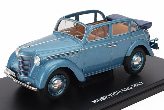 MOSKVITCHモスクヴィッチ 400 カブリオレ 1947 ブリスターボックス ブルーメタリック HACHETTE-EAST-EUROPE-LEGENDARY-CARS-COLLECTION / EDICOLA 1/24 ミニカー