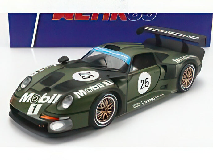 PORSCHE 911 GT1 3.2L ターボ チーム Porsche AG Mobil1 25号車 予選 2位 ルマン24時間 1996 ティエリー・ブーツェン ハンス・ヨアヒム・シュトゥック ボブ・ウォレック マットグリーン/ Werk83 1/18 ミニカー