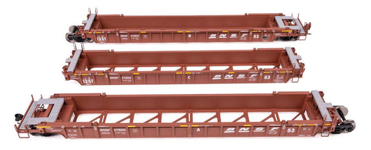 NSC 53フィート 連接3ユニット ウェルカー BNSF鉄道