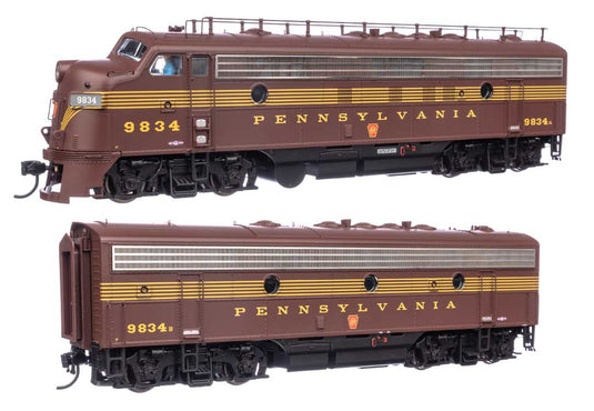 EMD FP7 & F7B ディーゼル機関車 ペンシルバニア鉄道 #9834A #9834B (タスカン 5ストライプ) スタンダードDC / Walthers HOゲージ 鉄道模型 外国鉄道